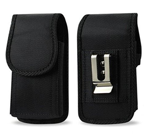 Golden Sheeps Compatible With Samsung Galaxy Galaxy J3 2018 J3V J3 Achieve/Express/Amp Prime 3 XXL Size Vertical Nylon Holster Belt Clip(Phone Otter Box Defender /Battery Case On)